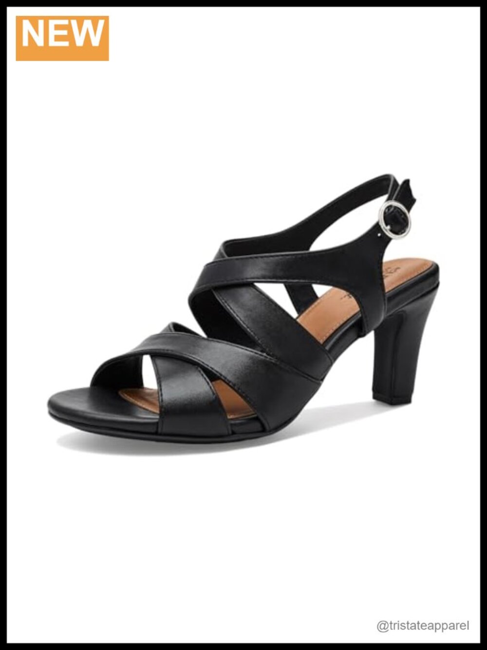Faux Leather Slingback Heeled Sandals Open Toe Buckle Adjustable Fit